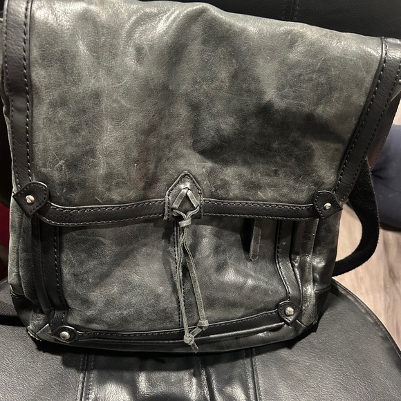 black leather backpack messenger bag ECOSUSI Laptop for Women, Satchel Fits 15.6 Inch Laptop Made in the USA using full Bowery Leather Laptop Backpack, Grizzly
